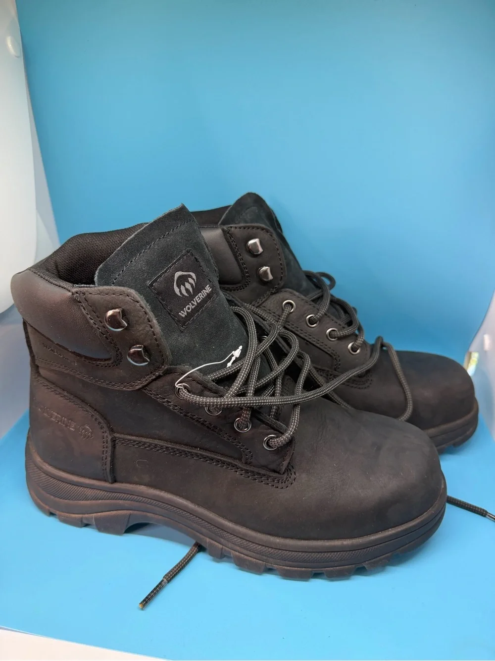 Wolverine Men’s Black Lace-Up Work Boots